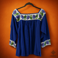 Blusa Color Azul Rey Bordado Chaquira