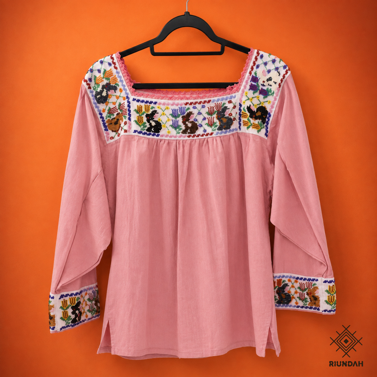 Blusa Color Rosa Bordado Chaquira