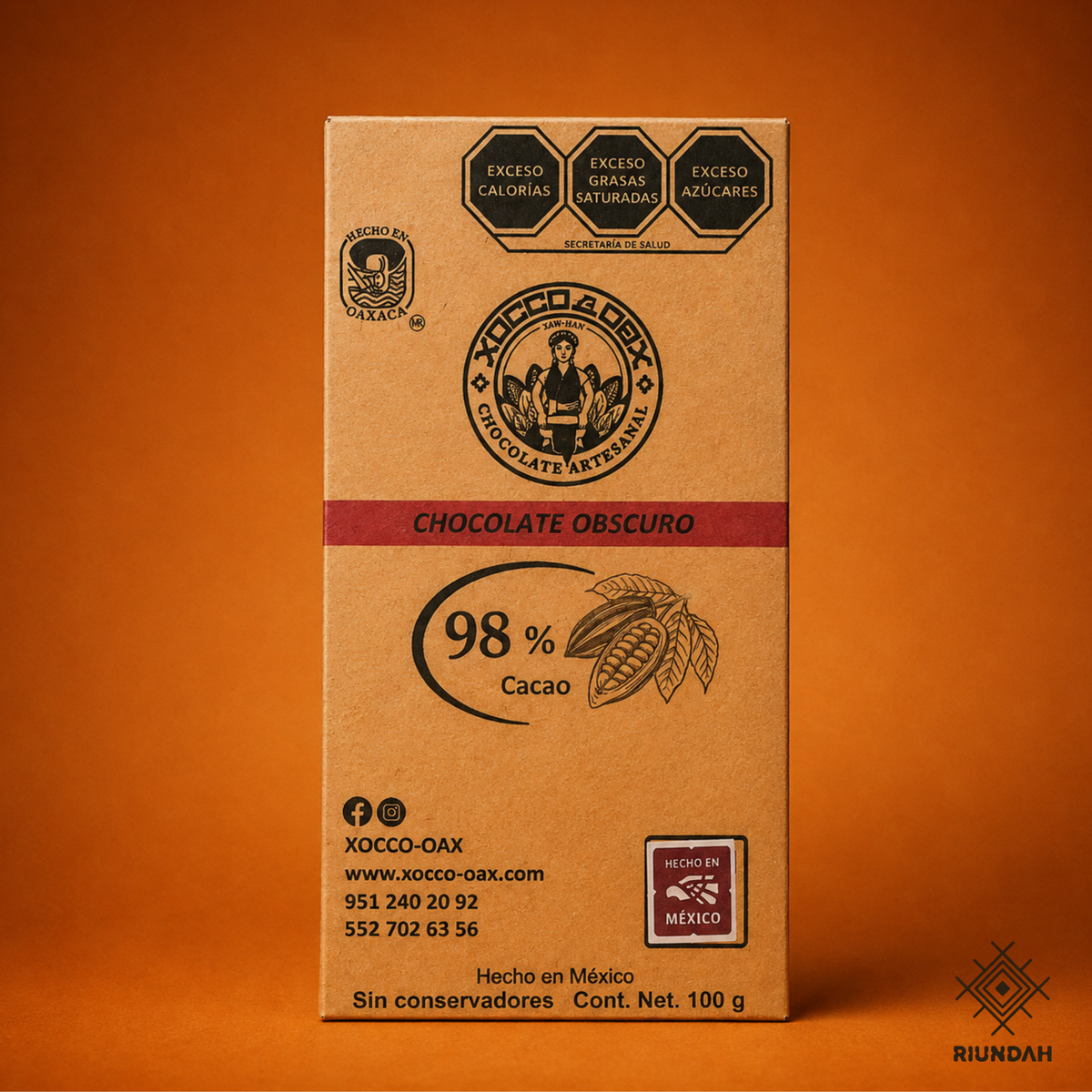 Tablilla de chocolate  98% cacao