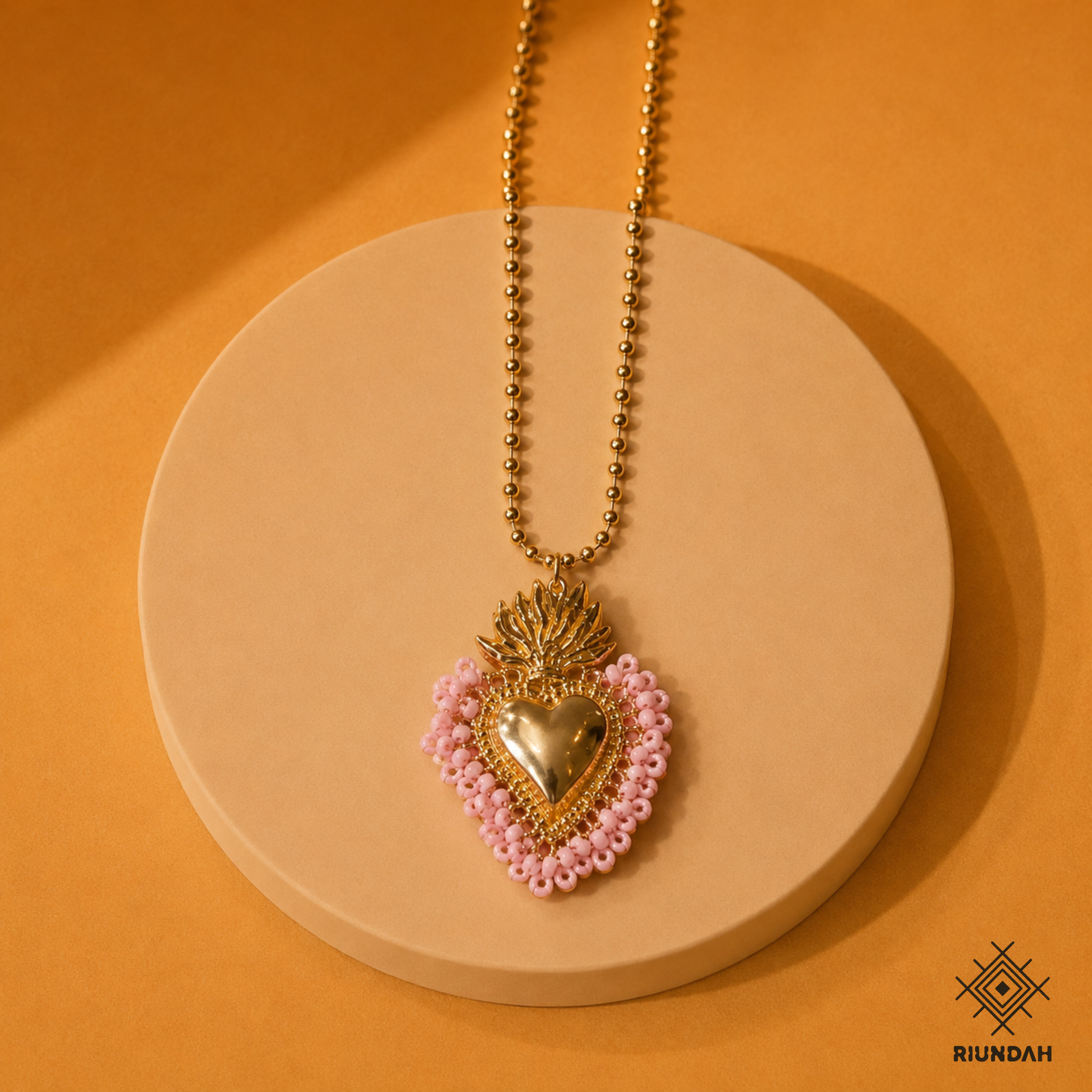Collar corazón rosa