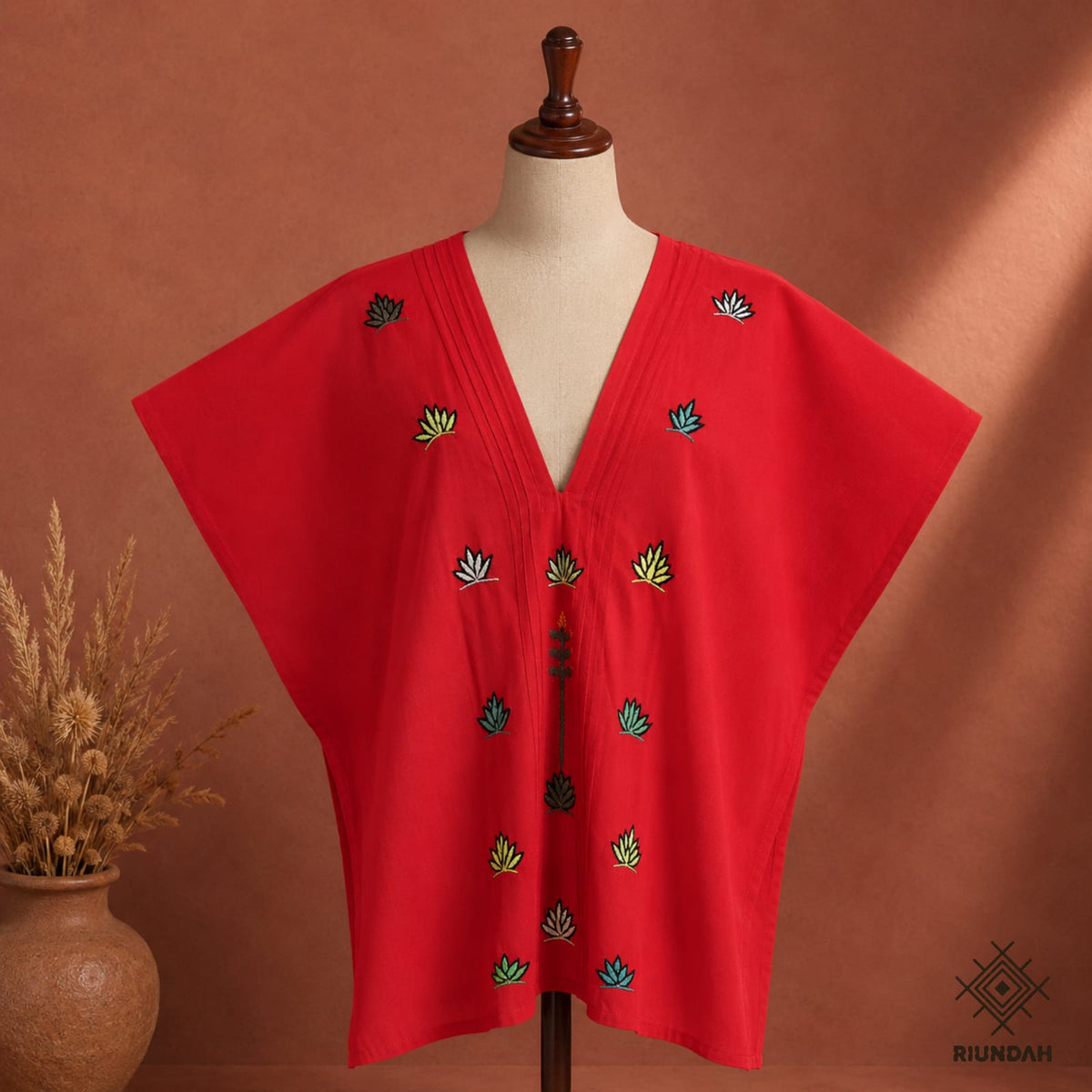 Blusa bordada cactus roja