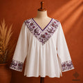 Blusa Blanca Bordado de Chaquira