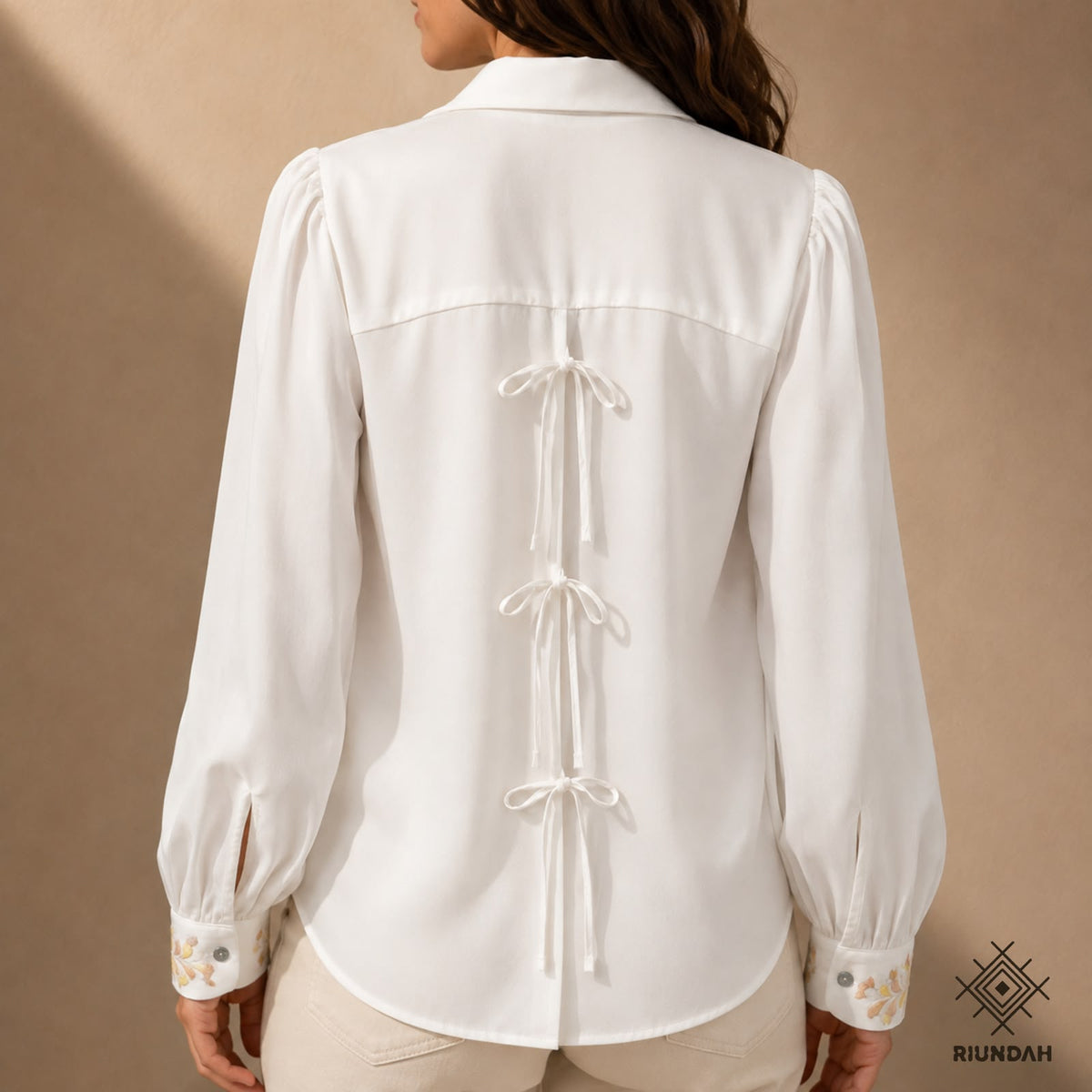 Blusa de Tela Tipo Seda Color Blanco