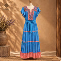 Vestido Azul con Rosa Bordado San Antonino
